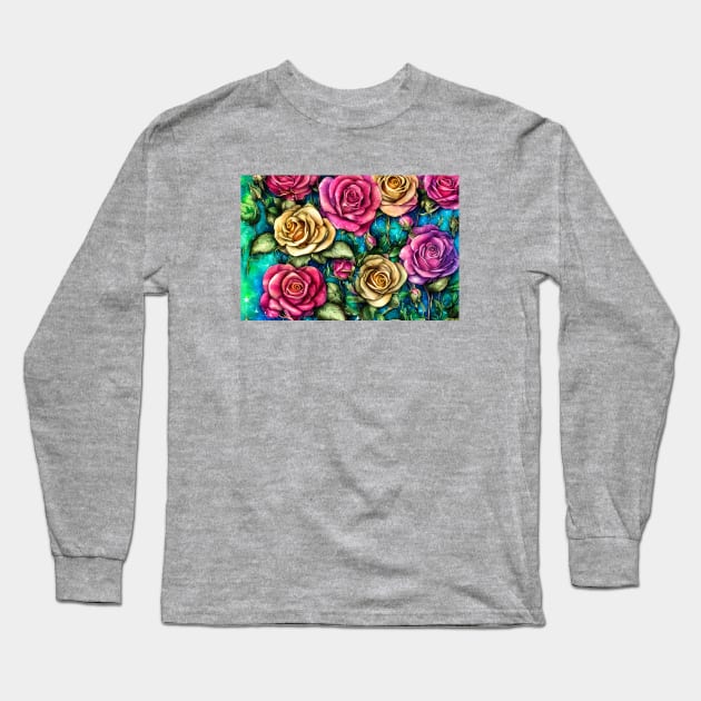 Dreamlike Roses Long Sleeve T-Shirt by AnnieDreams